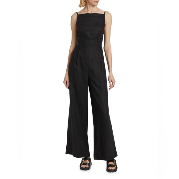 NWT Reformation Ciara Linen Sleeveless Jumpsuit Relaxed Leg Black | size 0 - Picture 13 of 13